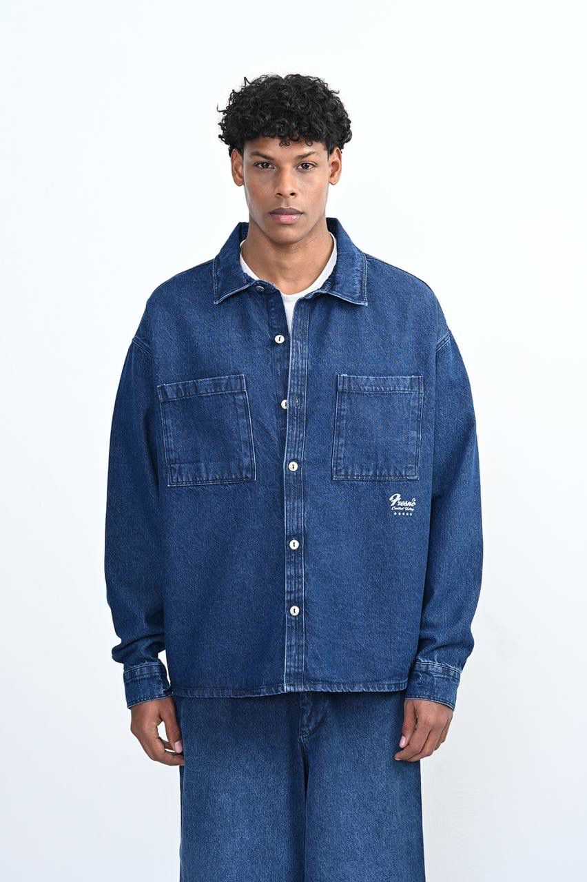 BLUE DENIM LONG-SLEEVE OVERSHIRT
