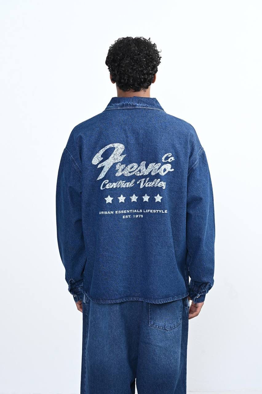 BLUE DENIM LONG-SLEEVE OVERSHIRT