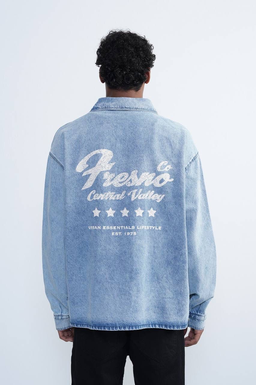 LIGHT WASH DENIM LONG-SLEEVE OVERSHIRT