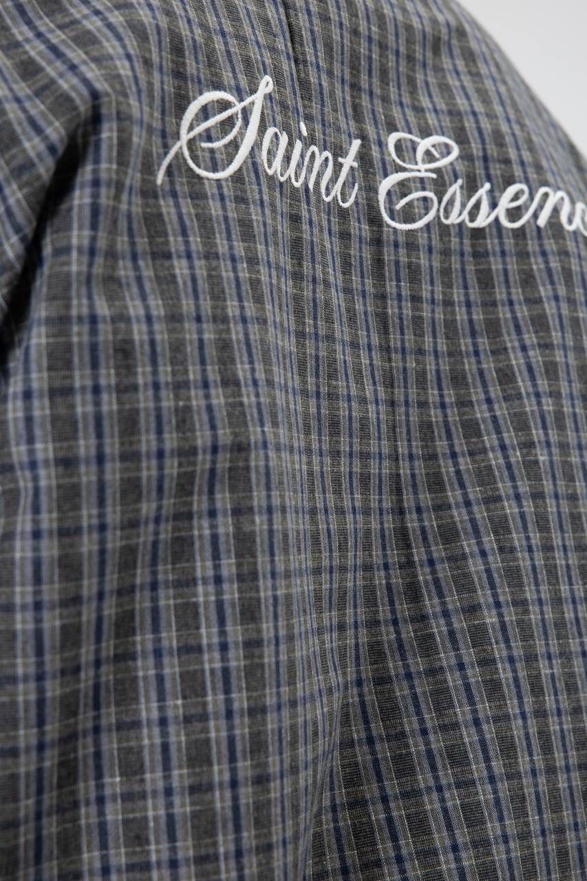 DARK GREY CHECKERED SHORT-SLEEVE SHIRT