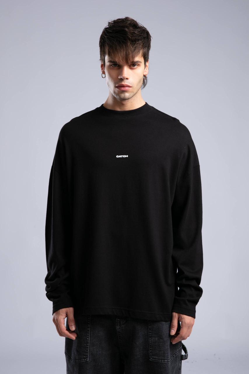 BLACK OVERSIZED CREWNECK SWEATSHIRT