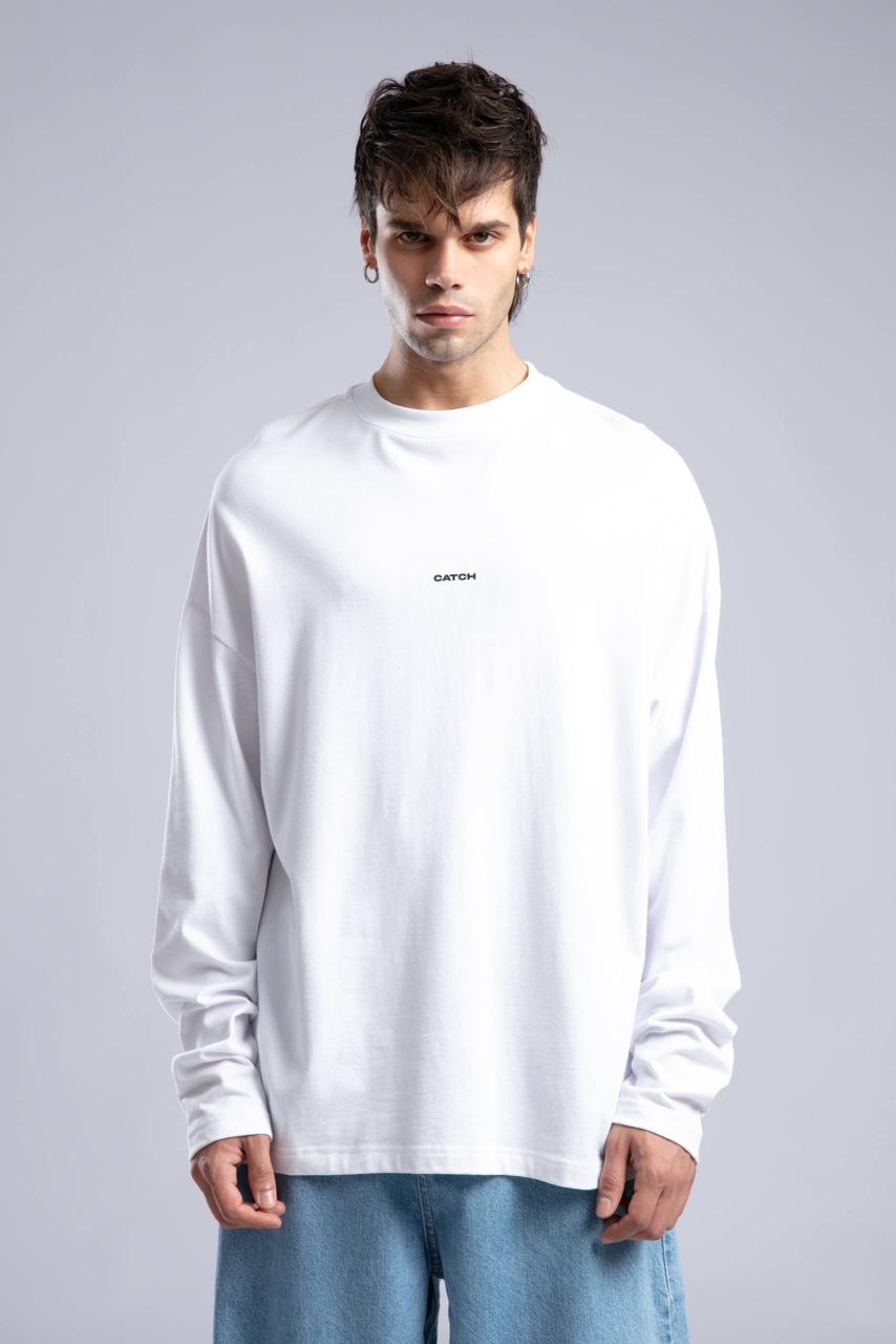 WHITE OVERSIZED CREWNECK SWEATSHIRT