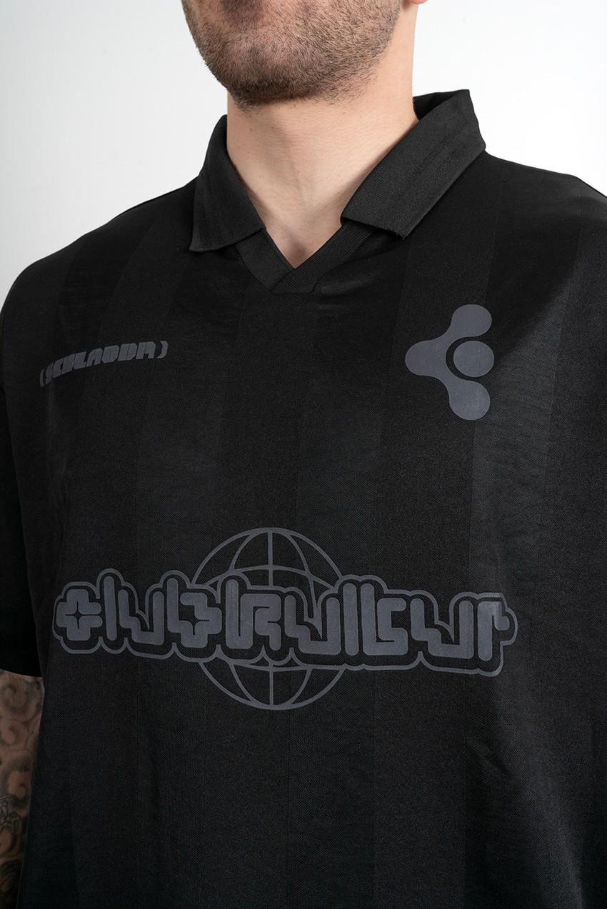 BLACK OVERSIZED POLO T-SHIRT