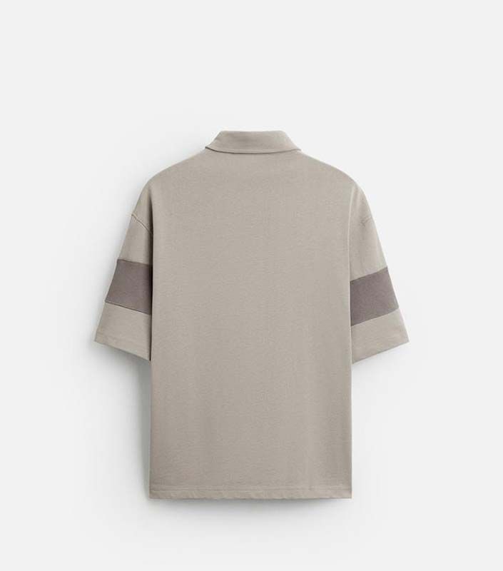 BEIGE OVERSIZED POLO T-SHIRT