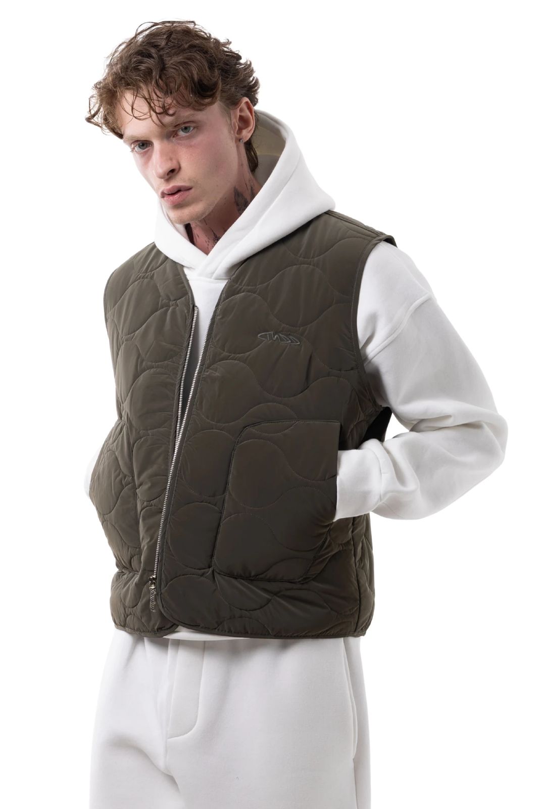 DARK OLIVE GREEN QUILTED VEST