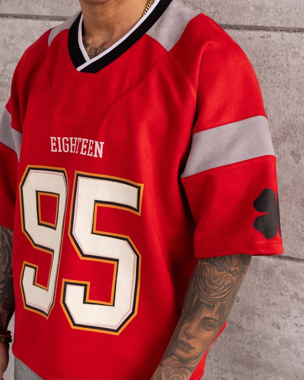 RED OVERSIZED ATHLETIC JERSEY