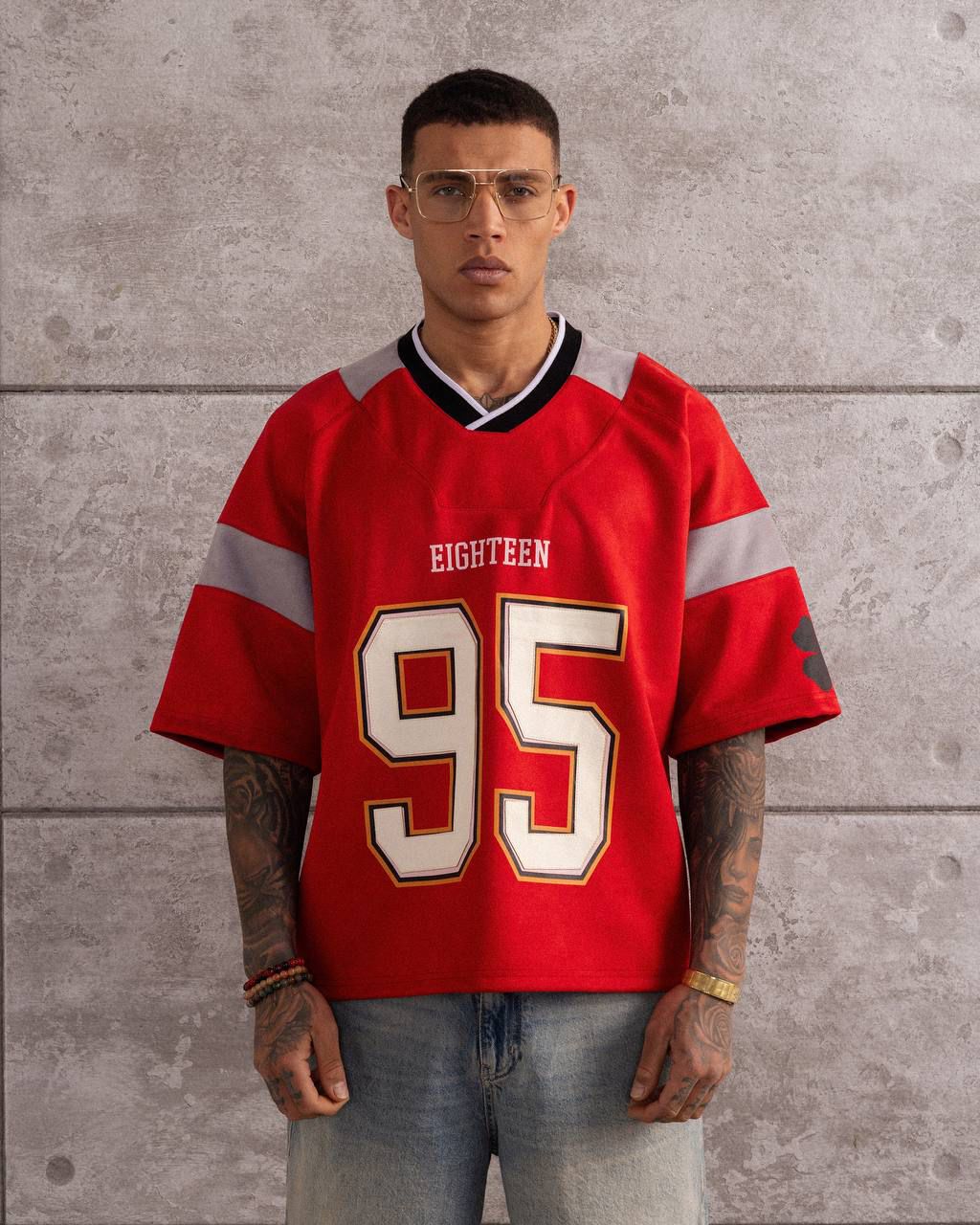RED OVERSIZED ATHLETIC JERSEY