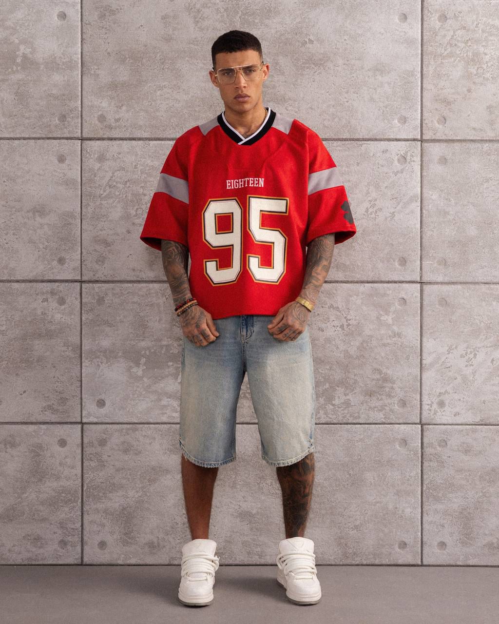 RED OVERSIZED ATHLETIC JERSEY