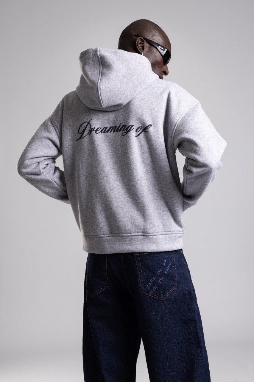 GREY 'SLOW LIFE' ZIP HOODIE