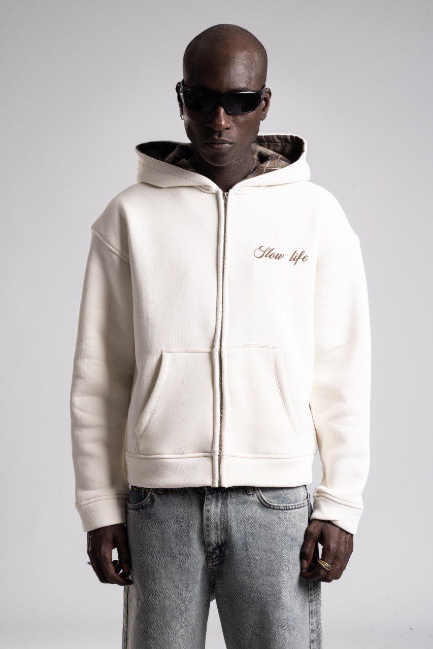 CREAM 'SLOW LIFE' ZIP HOODIE