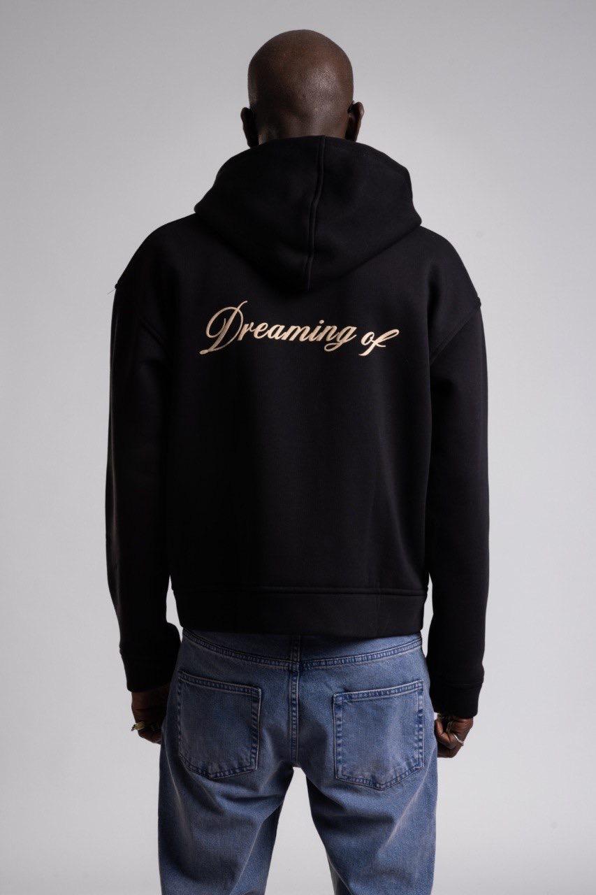 BLACK 'SLOW LIFE' ZIP HOODIE